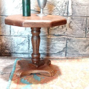 Dollhouse Miniature Walnut, Paw Foot Pedestal Side Table, Choose Square or Octagon Artisan Made 1:12 Scale image 6