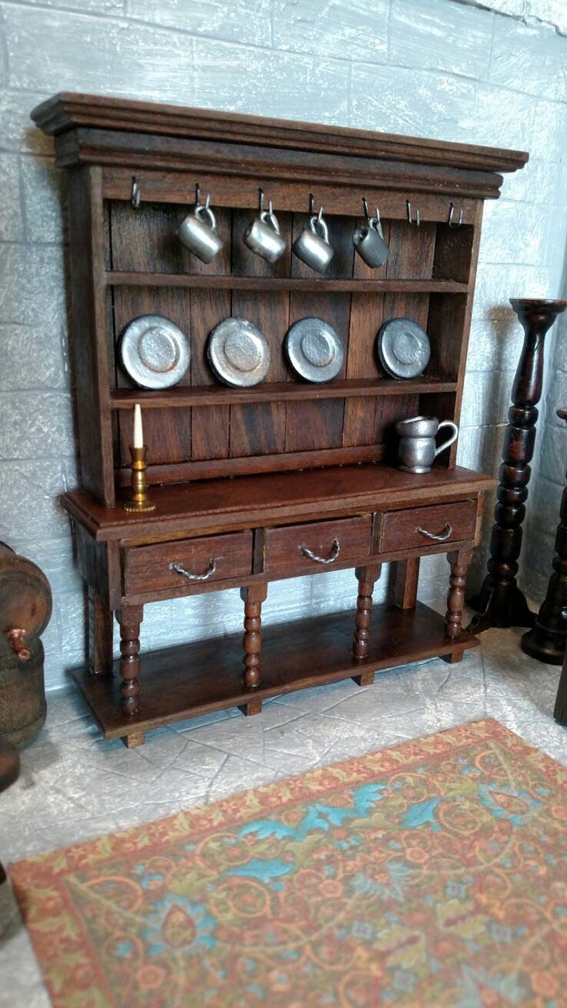 Walnut Country Welsh Dresser Hutch with Potboard Base Medieval Etsy