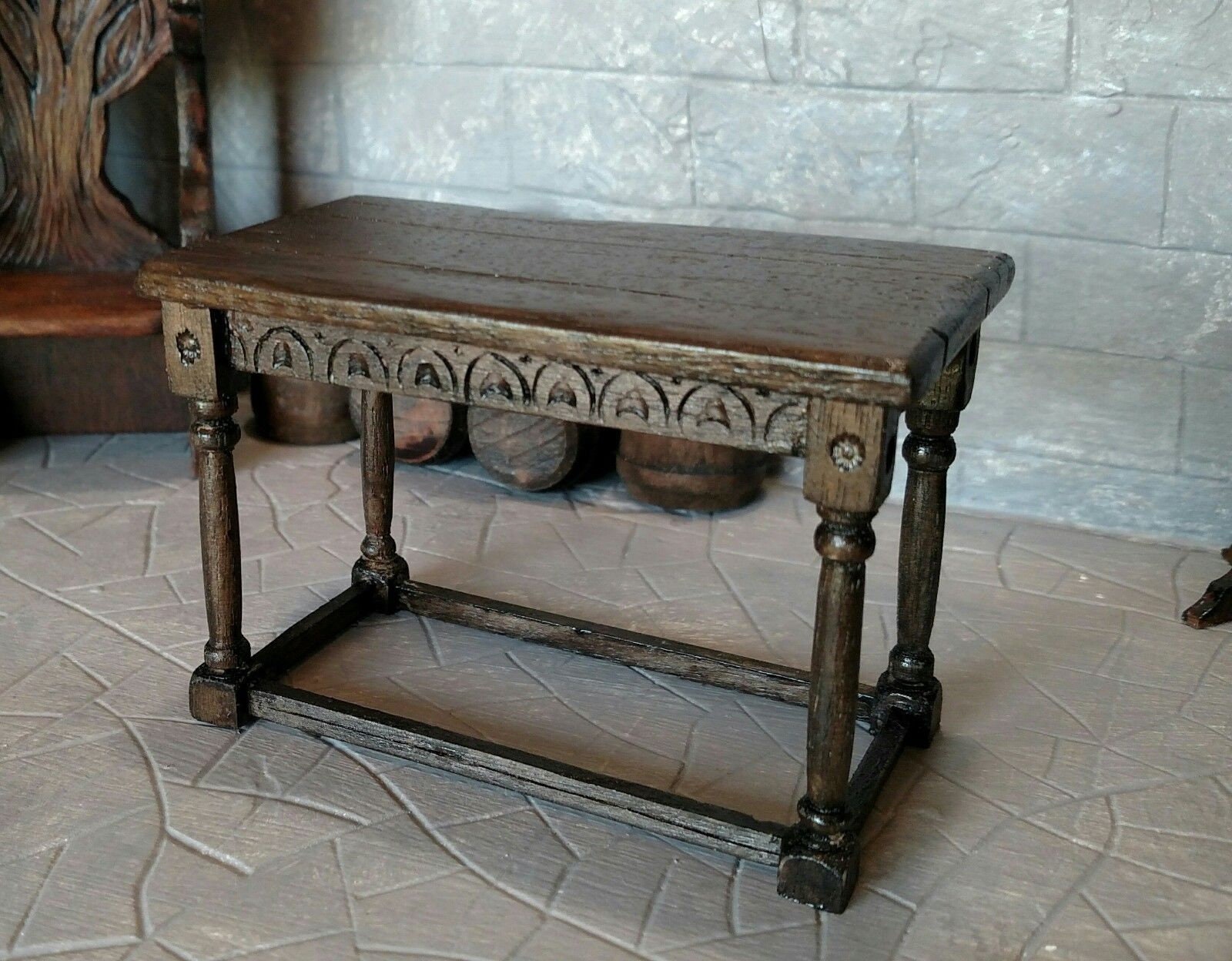 Handcarved Walnut Center / Work Table, Kitchen Island, Artisan Hand ...