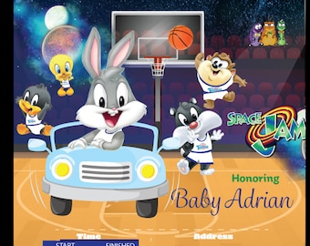 space jam baby shower invitations