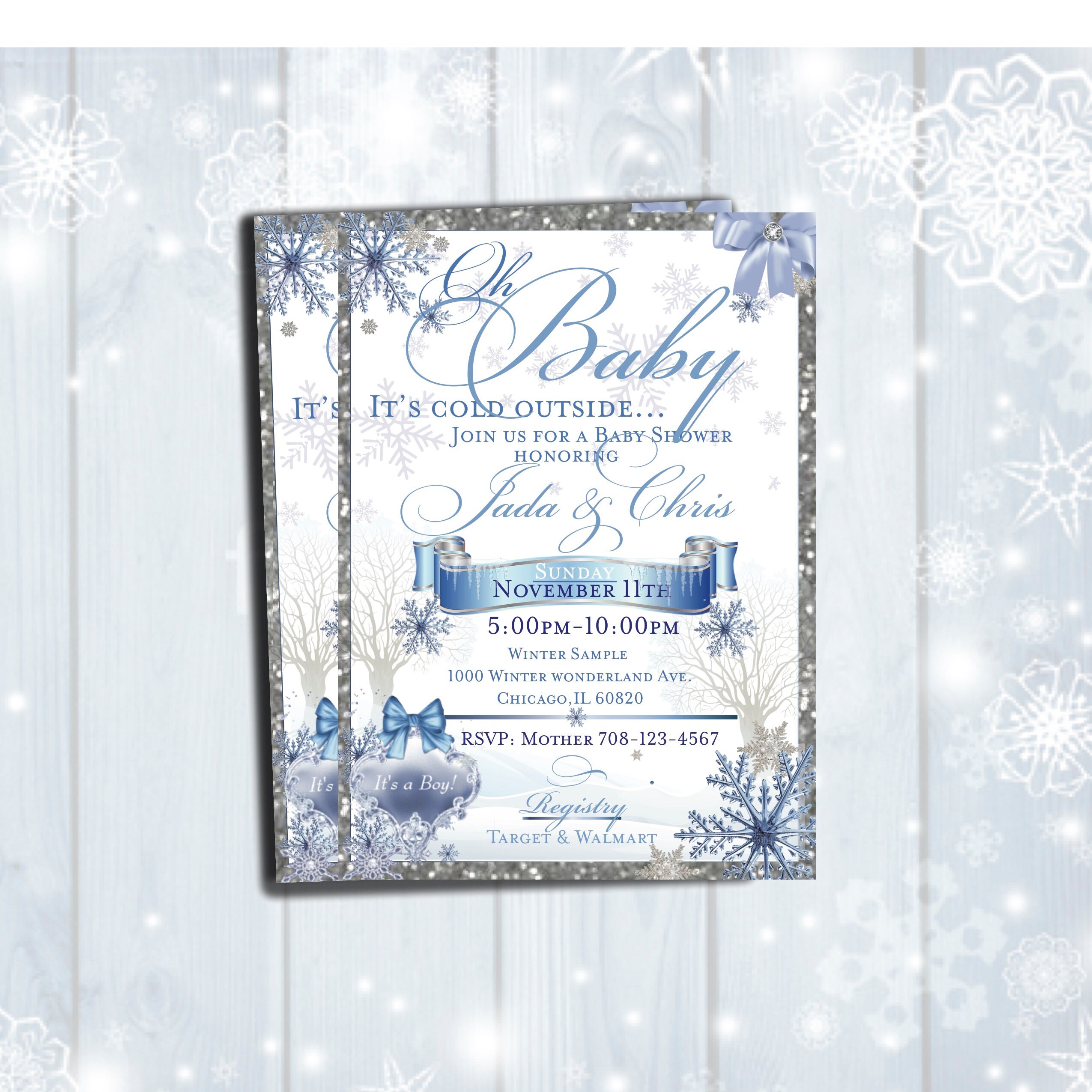 winter wonderland Baby Shower Invitations Etsy