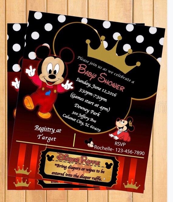 prince mickey mouse baby shower invitations