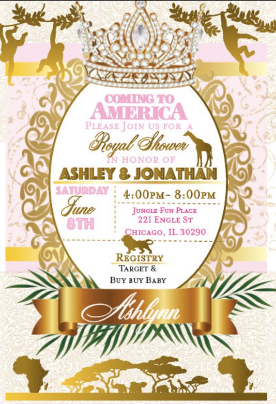 coming to america baby shower invitations