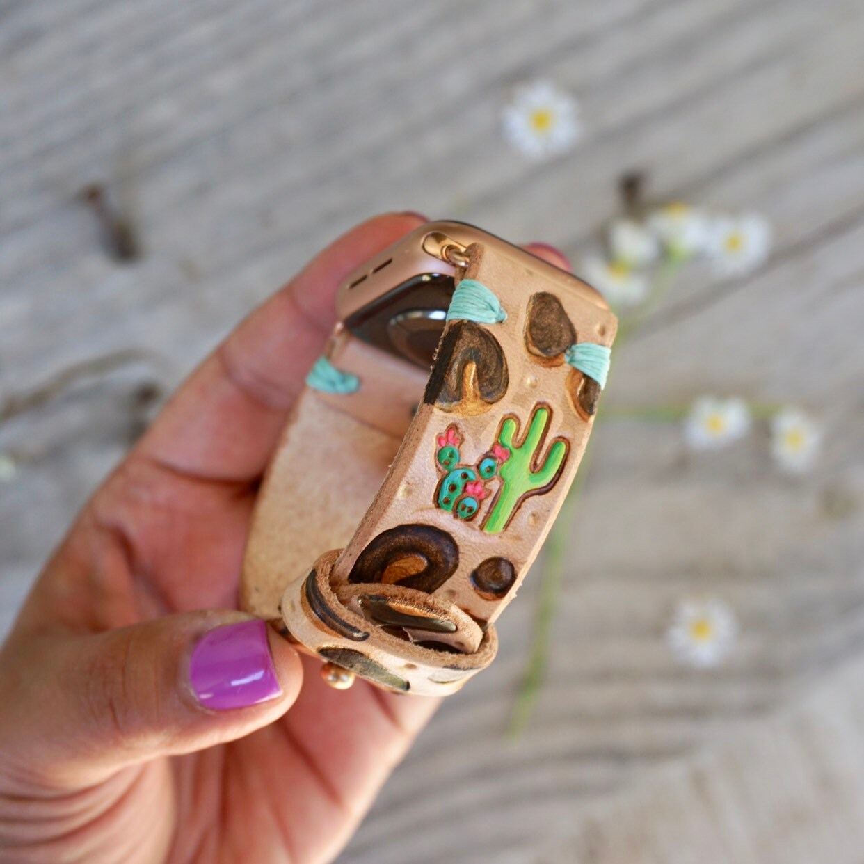 Leopard Cactus Apple Watch Band Monogram Apple Watch Band Etsy