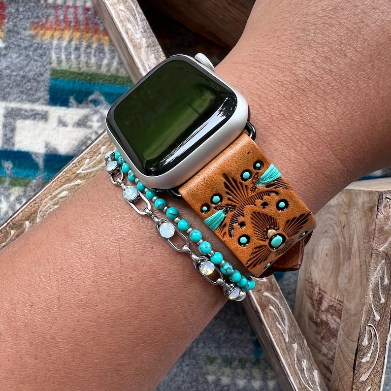 Silver Turquoise Apple Watch Band - Lori main image 1