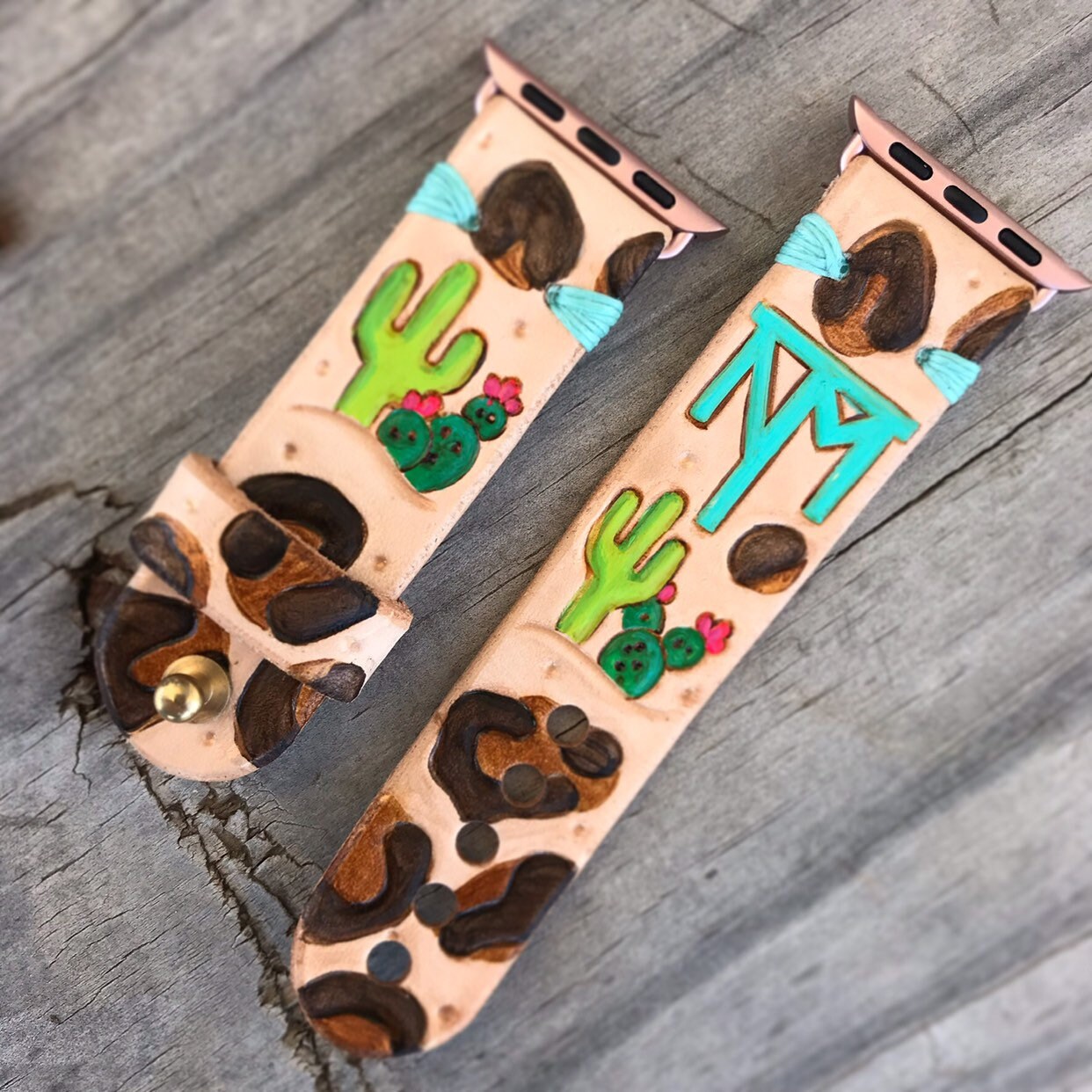 Leopard Cactus Apple Watch Band Monogram Apple Watch Band Etsy