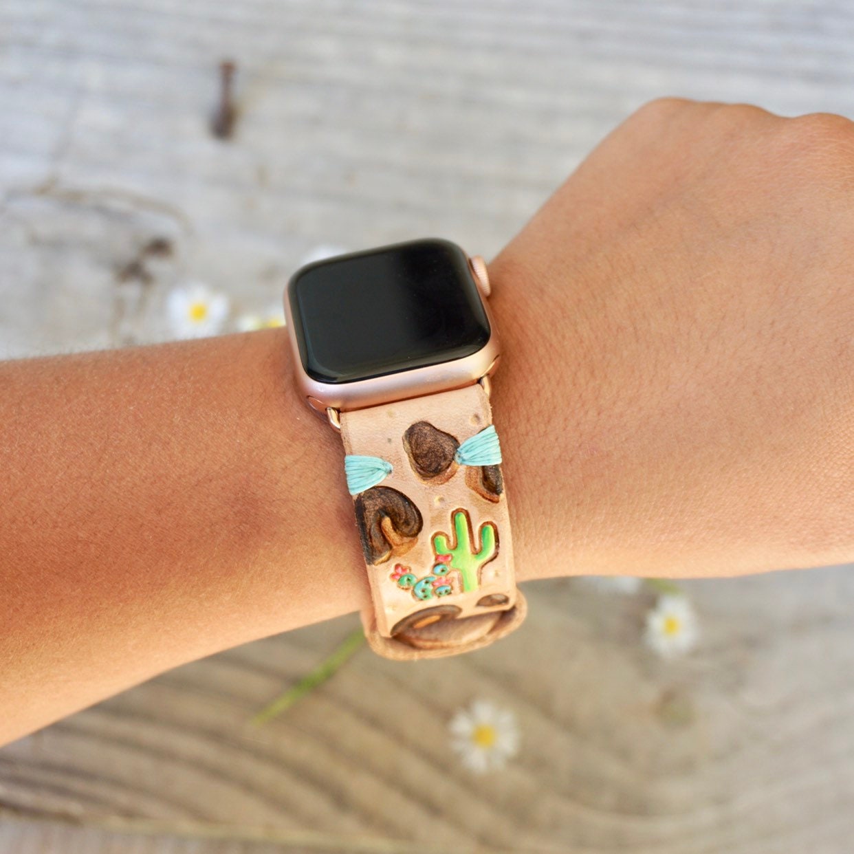 Leopard Cactus Apple Watch Band Monogram Apple Watch Band Etsy