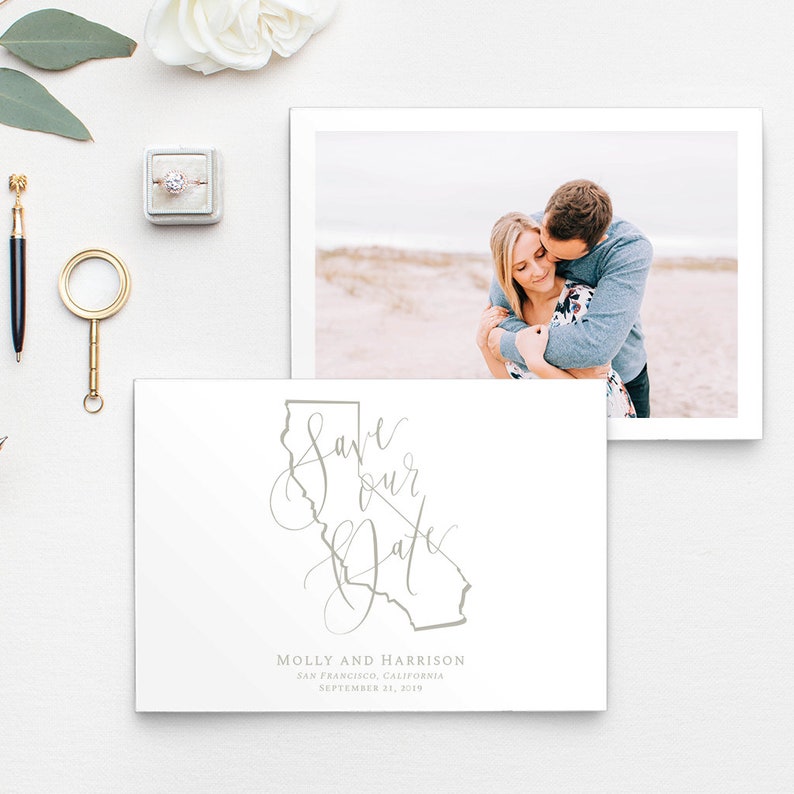 Save Our Date Save the Date Wedding Invitations North Carolina State Outline Photo Save the Date Custom 5x7 Save the Date