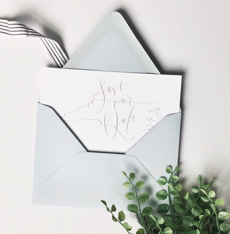 Save Our Date Save the Date Wedding Invitations North Carolina State Outline Photo Save the Date Custom 5x7 Save the Date