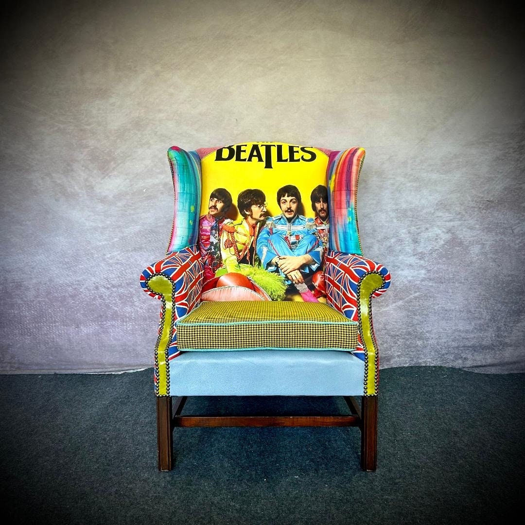 Beatles British Band Inspired Union Jack Upholstered Wingback