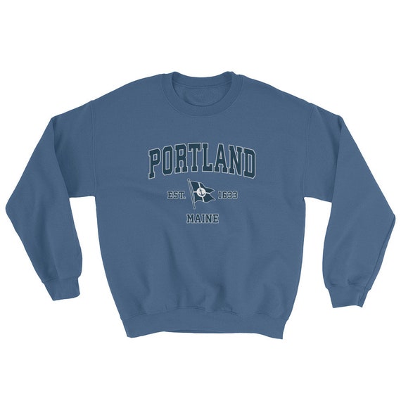 Portland ME Sweatshirt Vintage Portland Maine Sailing Anchor Boat Flag Sweatshirt (Unisex)