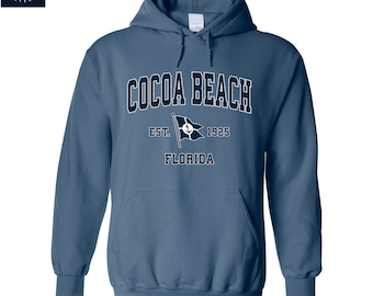 Cocoa Beach Florida FL Hoodie Nautical Boat Anchor Flag Sailing Boating Hooded Sweatshirt (Unisex)