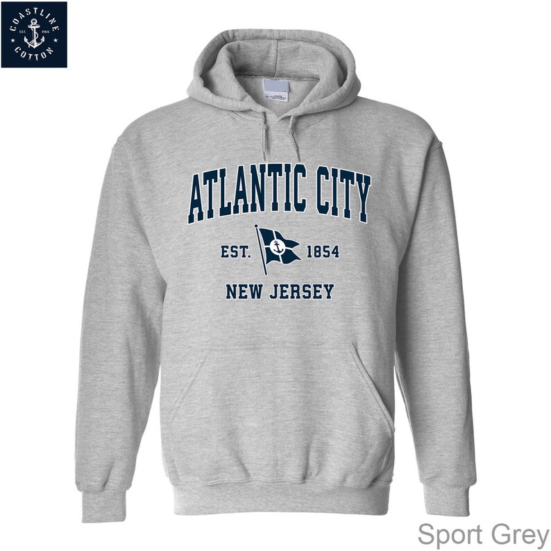 Atlantic City New Jersey NJ Hoodie Nautical Boat Anchor Flag Etsy