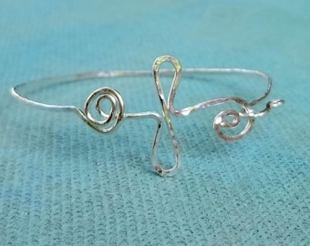 Sterling Cross Bracelet, Presence Cross Bracelet, Funky Cross Bracelet