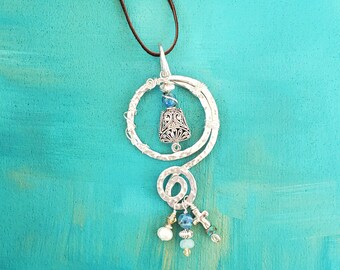 Artsy Necklace, Boho Necklace, Gemstone Necklace, Hammered Jewelry, Boho Luxe Jewelry, Presence Jewelry, Handcrafted Necklaces