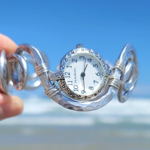 Watch Cuff Bracelet, Swirl Watch Bracelet, Watch Bracelets, Handcrafted Watch, Bracelet Watches for Women, Presence Jewelry, Unique Watches