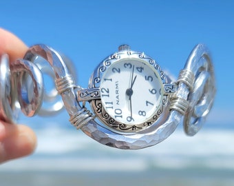 Watch Cuff Bracelet, Swirl Watch Bracelet, Watch Bracelets, Handcrafted Watch, Bracelet Watches for Women, Presence Jewelry, Unique Watches