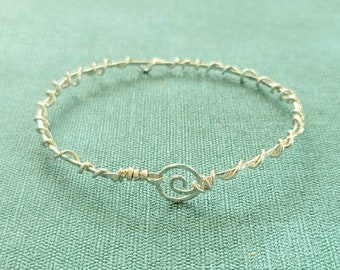 Silver Swirl Bracelet,  Stacking Bracelets, Hammered Jewelry, Handmade Jewelry, Presence Jewelry, Wire Wrapped Jewelry, Silver Bracelet