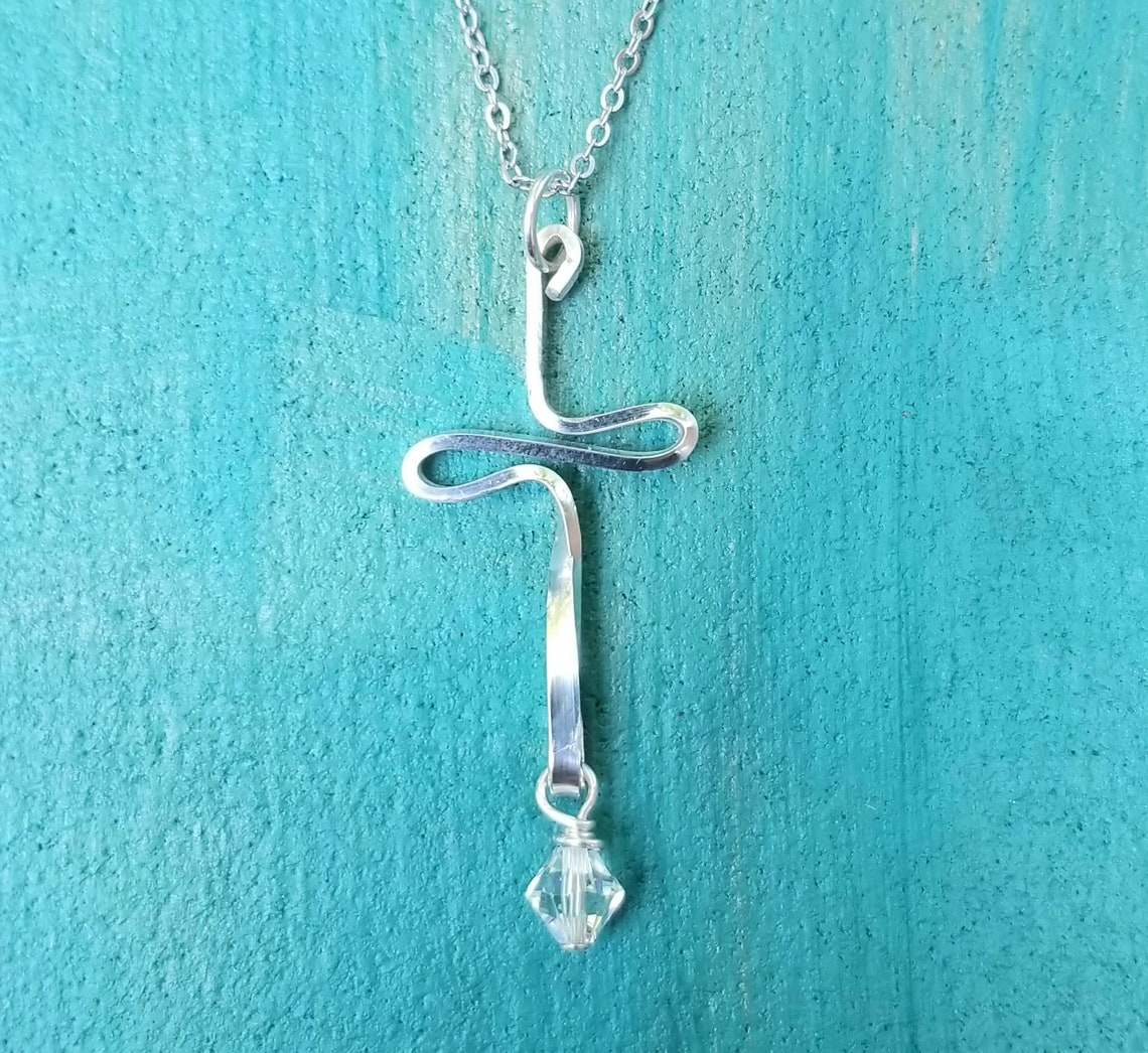 Sterling Cross Necklace, Simple Cross Necklace, Boho Modern Cross