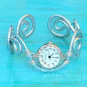 Watch Cuff Bracelet, Swirl Watch Bracelet, Watch Bracelets, Handcrafted Watch, Bracelet Watches for Women, Presence Jewelry, Unique Watches