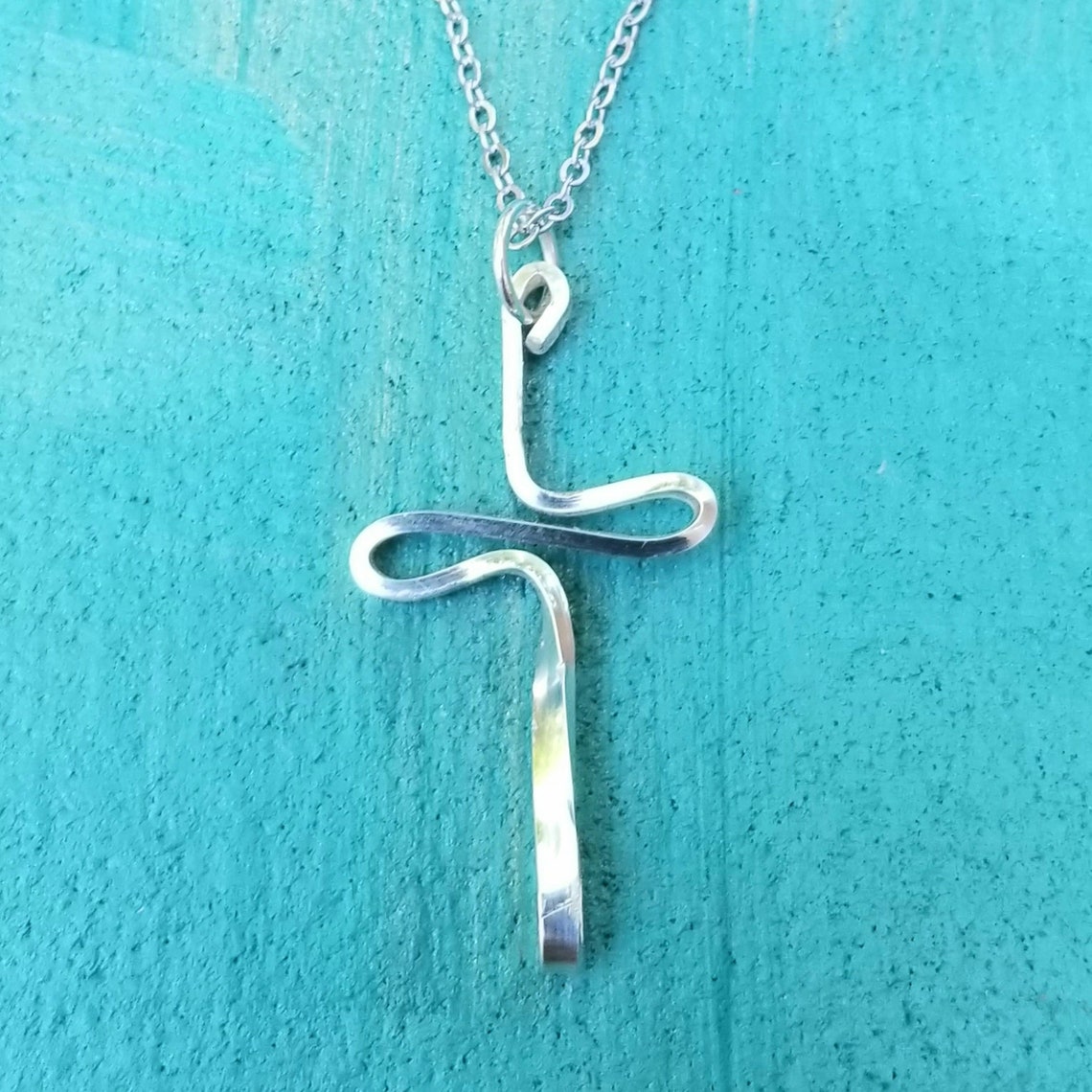 Sterling Cross Necklace, Simple Cross Necklace, Boho Modern Cross