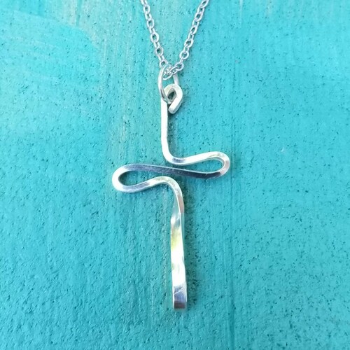 Sterling Cross Necklace Simple Cross Necklace Boho Modern Etsy