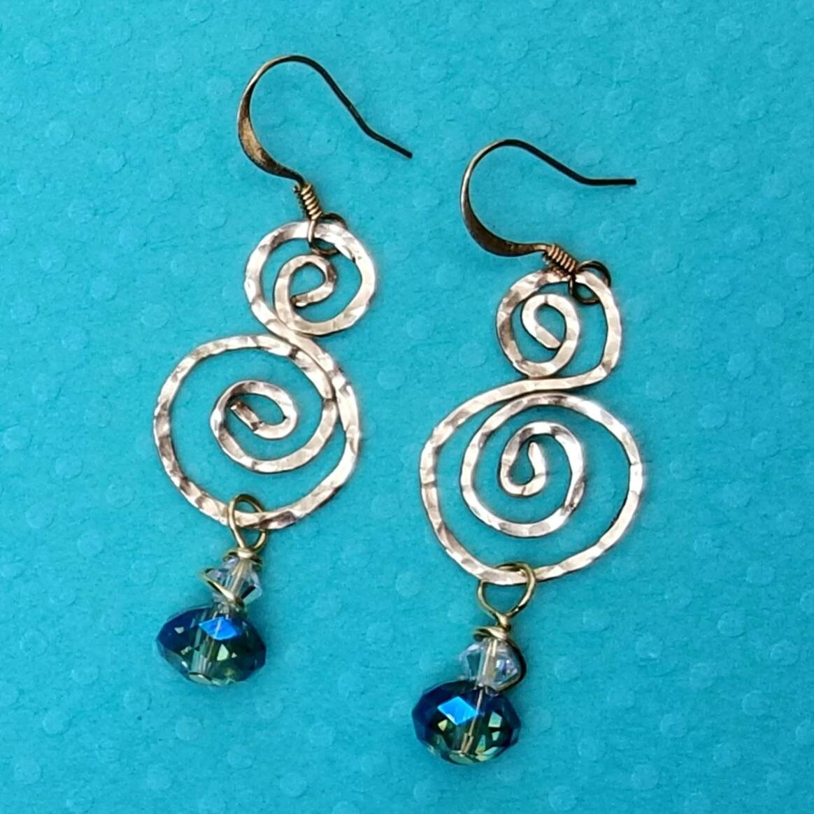 Gold Swirl Dangle Earrings Double Swirl Earrings With Bead Etsy Australia