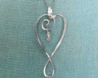 Sterling Swirl Necklace, Sterling Swirl Heart Necklace