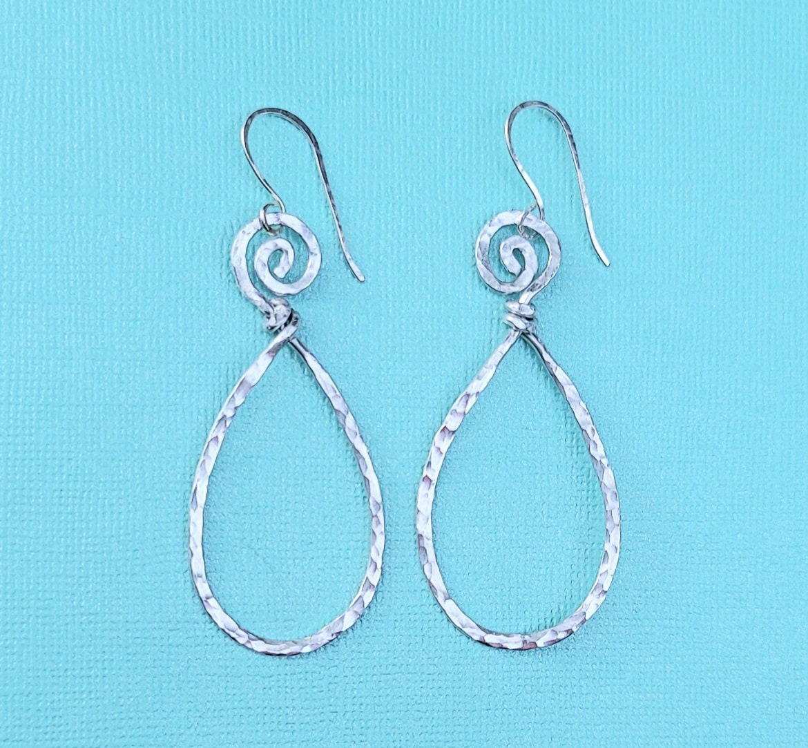 Boho Dangle Earrings Hammered Aluminum Earrings Swirl - Etsy