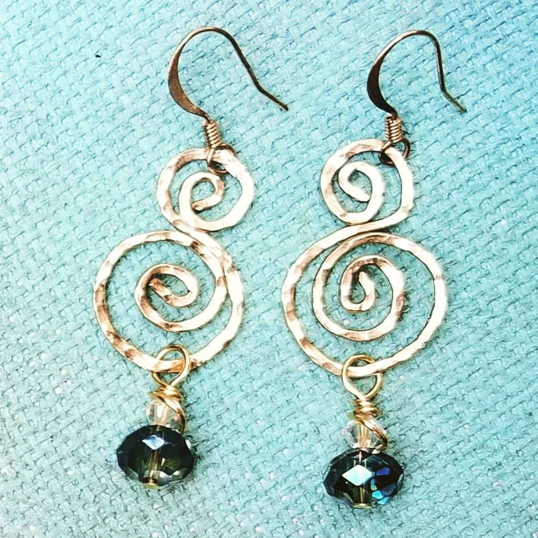 Gold Swirl Dangle Earrings Double Swirl Earrings With Bead Etsy Australia