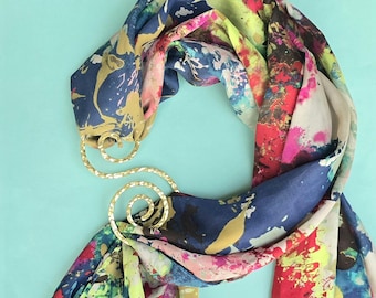 Gold Swirly Scarf Slide, Scarf Accessory, Hammered Jewelry, Unique Jewelry,  Handmade Jewelry, Scarf Slide
