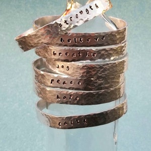 Inspire Cuff Bracelet, Stamped Word Bracelet, Aluminum Cuff Bracelet, Inspirational Cuff Bracelet, Peace cuff bracelet image 2