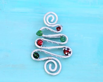 Swirly Christmas Tree Necklace