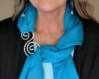 Double Swirl Scarf Slide,  Double Wave Scarf Slide, Scarf Jewelry, Accessories, Hammered Jewelry