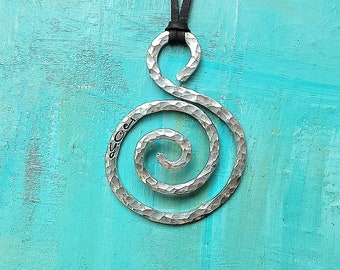 Joy Swirl Pendant Necklace, Hammered Jewelry, Inspirational Jewelry, Boho Necklace, Artisan Necklace, Handcrafted, Handmade