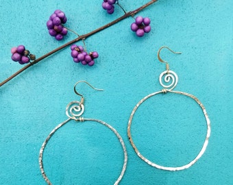 Gold Hoop Dangle Earrings, Gold Circle Dangle Earrings, Boho Earrings, Presence Jewelry, Gold Hoop Earrings, Hoop Earrings