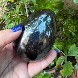 XL Hematite Eggs ,w/ Clear Stand, Protective Stone, Grounding,Reiki, Metaphysical695