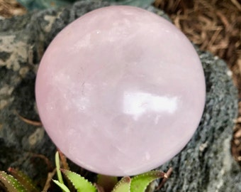 XL Rose Quartz Sphere: Heart Chakra Healing Crystal, Altar Decor