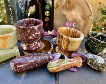 Onyx Mortar and Pestle: Stone Spices Mortar, Witchy Decor