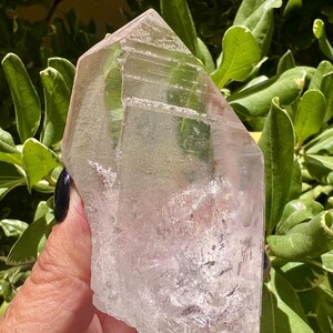 XL Raw Pink Lemurian Quartz Point: Energy Healing Crystal, 4&quot;