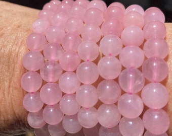 Rose Quartz Crystal Bead Bracelet: Love & Healing, Adult/Child Sizes