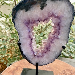 XL Brazilian Amethyst Slice: High Grade Geode with Stand