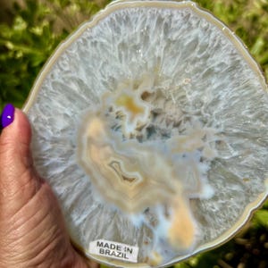 XXL Agate Quartz Thick Slice: Rainbow Crystal Charging Plate, Reiki Healing
