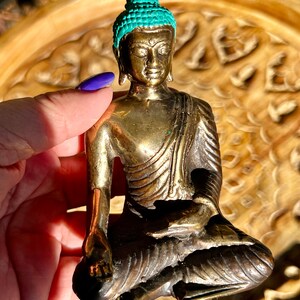 Thai Brass Buddha Statue: Meditation Pose, Home Decor (4.5&quot;)