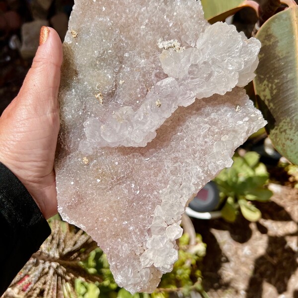 Rare XXL Raw Pink Amethyst & Quartz Slab, with Clear Quartz Stalagmites/ Points, Pink crystal,Reiki , Home DecorPA1039