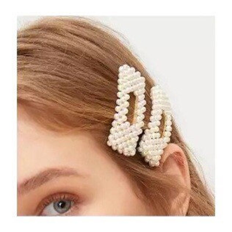 90s Vintage Hair Barrettes Bridal Hair Clips Bridesmaids Barrette Faux Pearl Hair Clips Large Pearl Barrette