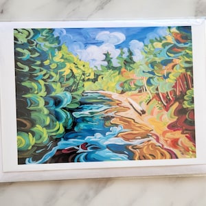 Cartão comemorativo Down the River, Ilha de Vancouver BC, Paisagem, Floresta, da artista Alyssa Penner