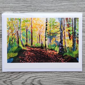 A Morning Walk Greeting Art Card, Herbst, Vancouver Island BC, kanadische Landschaftskünstlerin Alyssa Penner