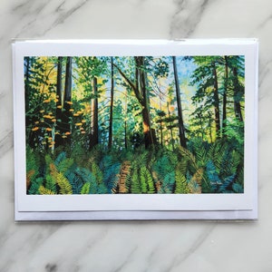 Cartão de felicitações Dancing Ferns, Vancouver Island BC, Paisagem, Floresta, Por Artista Alyssa Penner