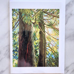 Cartão de felicitações Two Cedars, Vancouver Island BC, pela artista Alyssa Penner
